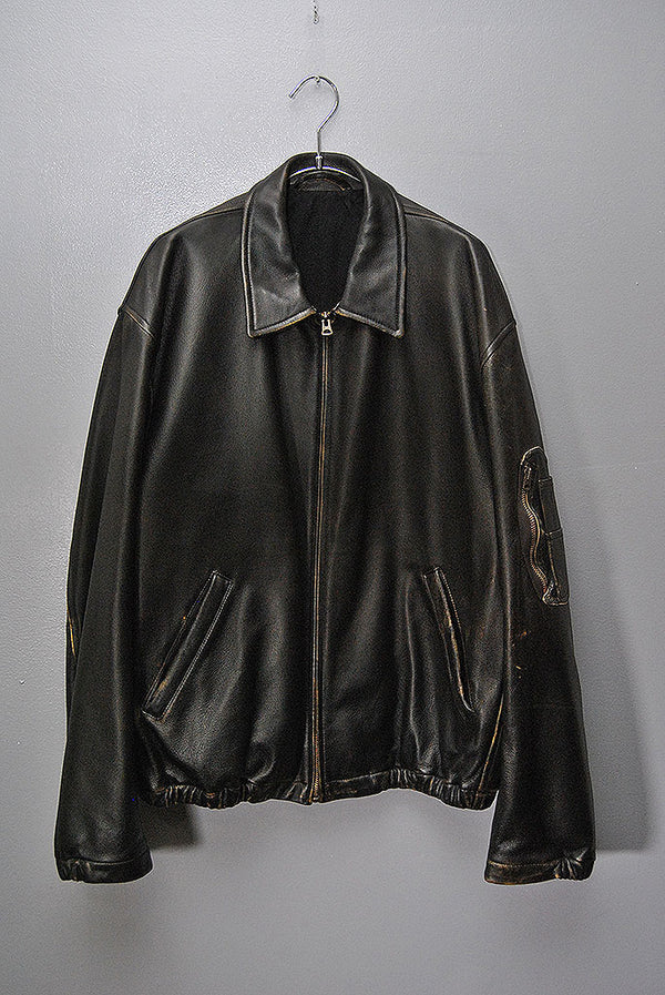 COMOLI レザー ジップブルゾン