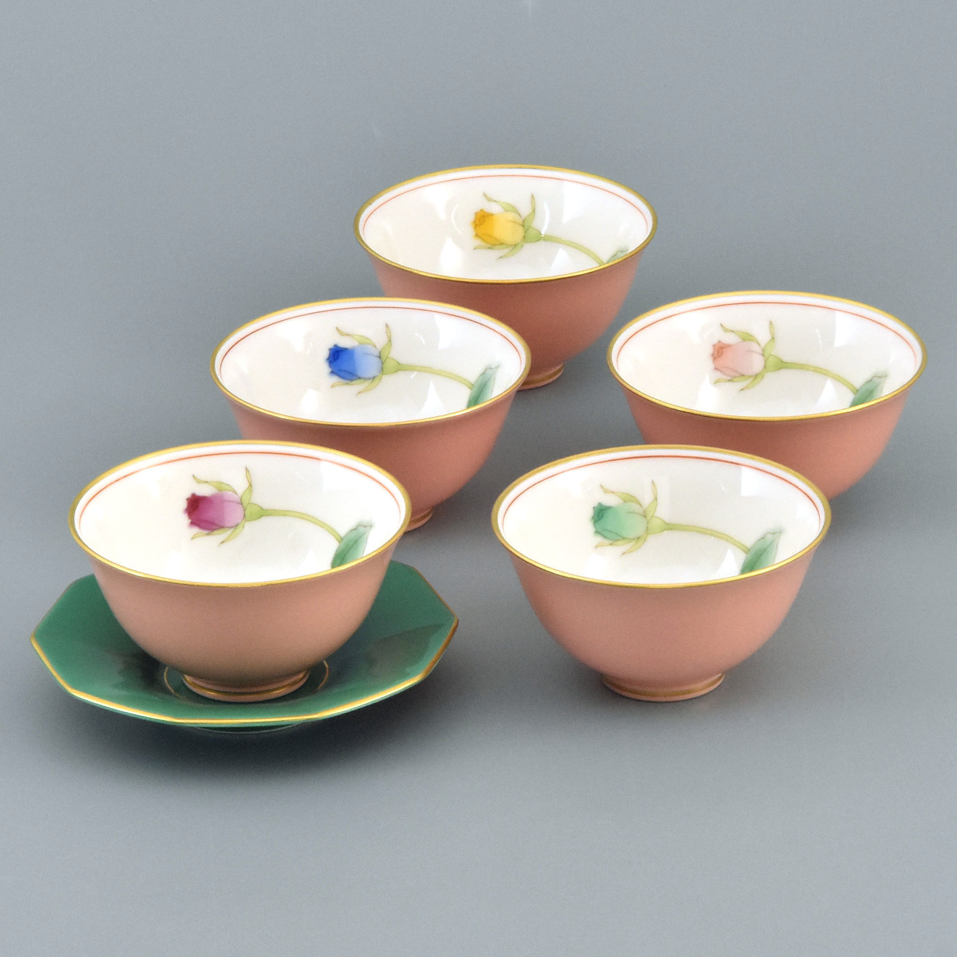 ブライトローズ）湯のみ5客セット|有田焼の老舗-香蘭社オンラインショップ