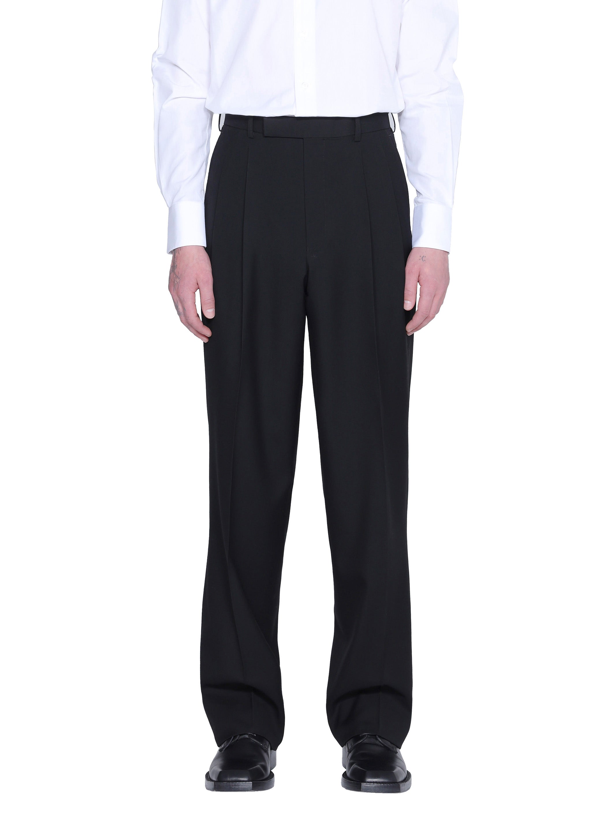 WOOL 2 TUCKED TROUSERS