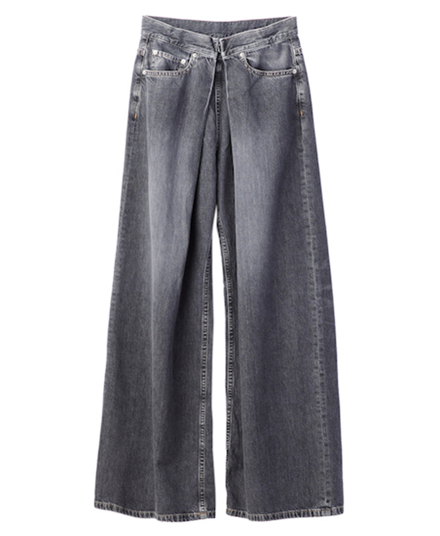 WASHED DENIM WIDE PANTS｜WOMENS