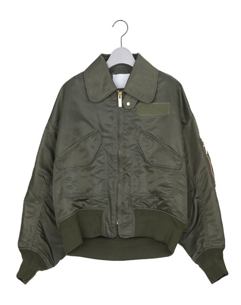 Mame Kurogouchi / Nylon Twill 3D Embroidery Flight Jacket / MM26SS