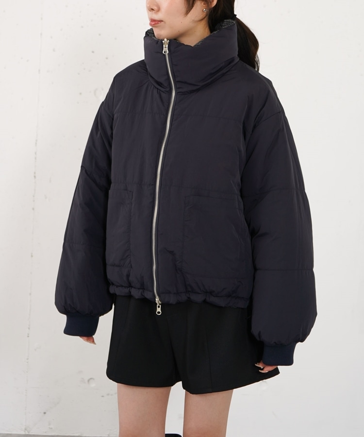 チェックリバーシブル中綿ブルゾン(M BROWN): アウター｜PMbox P&M