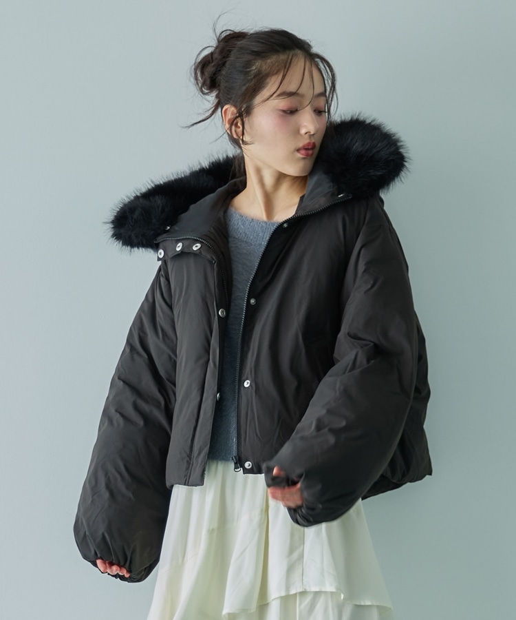 2wayファーフードショート中綿ブルゾン(M IVORY): アウター｜PMbox