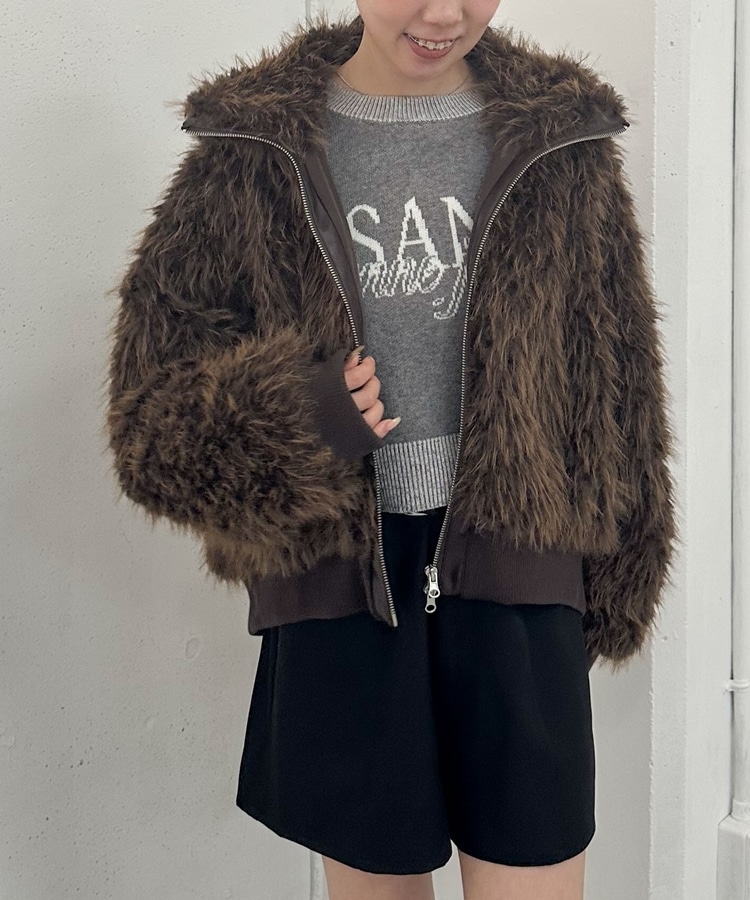 ZIPミックスファーブルゾン(M GRAY): アウター｜PMbox P&M OFFICIAL