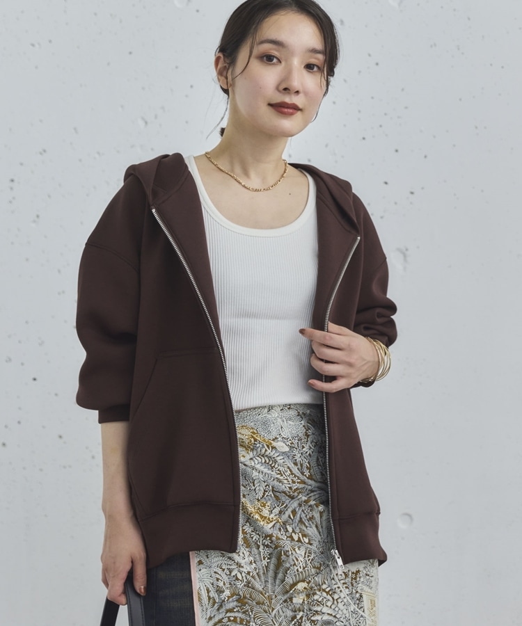 もちもち/新色追加】W ZIP ボンディングBIGパーカー(38 GRAY