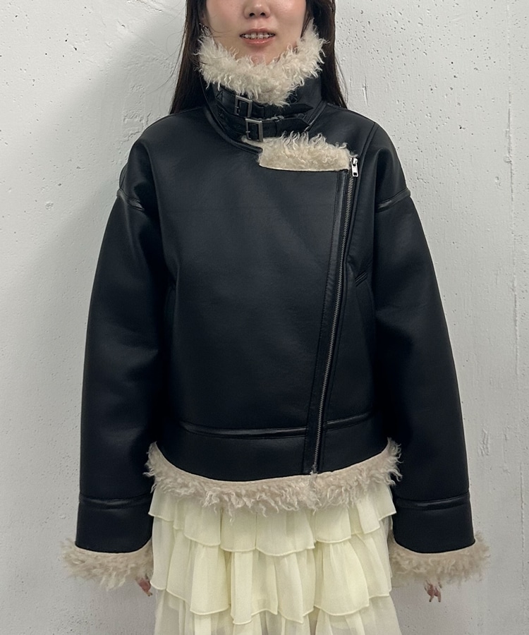 フェイクレザーショートムートンジャケット(M BROWN): アウター｜PMbox