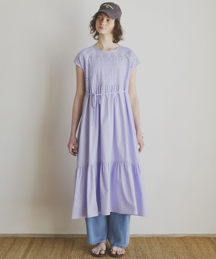 カットワークレースティアードワンピース(F LAVENDER): ワンピース