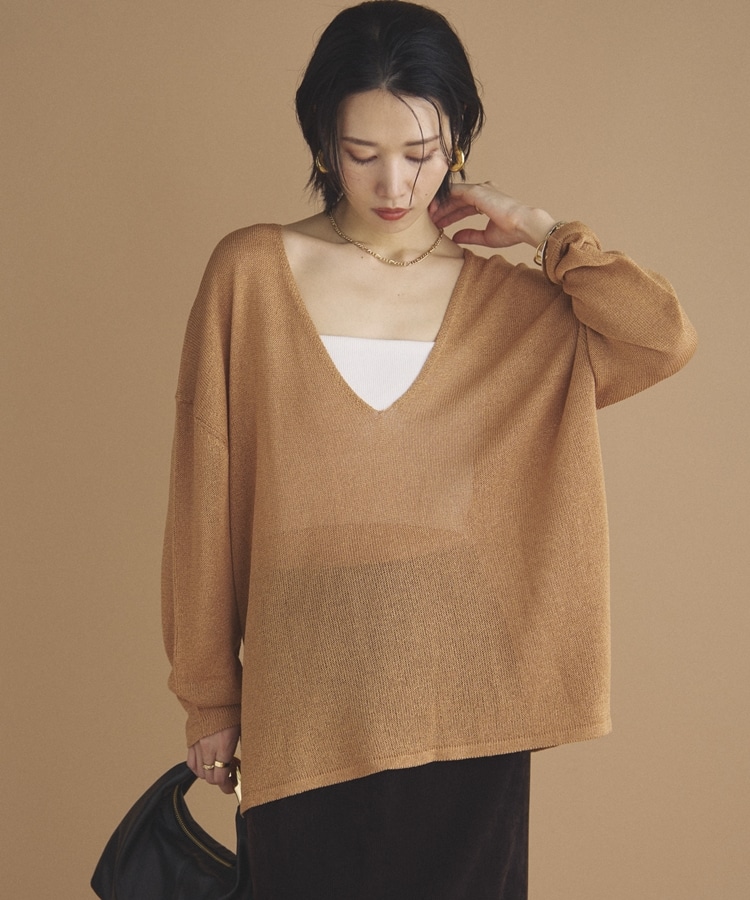 ペーパーヤーン深Vニット(F IVORY): トップス｜PMbox P&M OFFICIAL