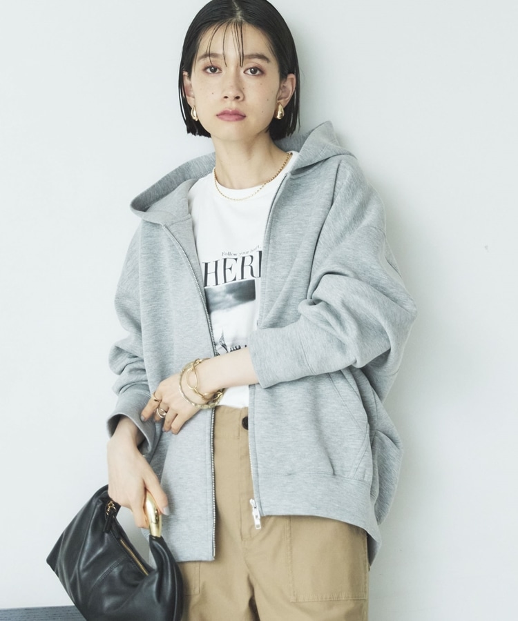 もちもち/新色追加】W ZIP ボンディングBIGパーカー(38 GRAY