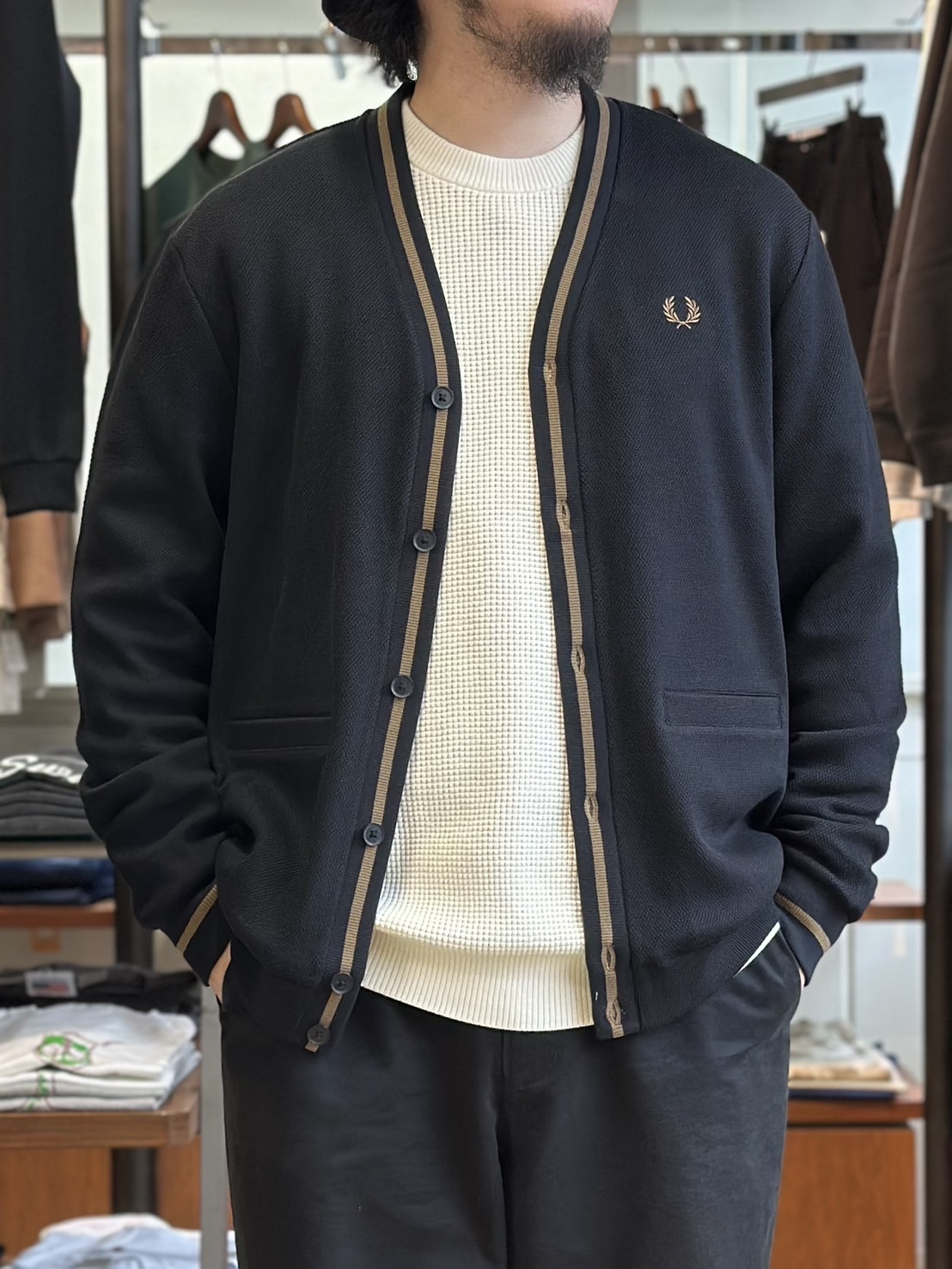 FRED PERRY/フレッドペリー】Tipped Pique Texture Cardigan (2color)