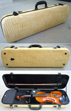 ケース内部の温度湿度を安定バイオリンケース 角形【Maple杢の温かみ