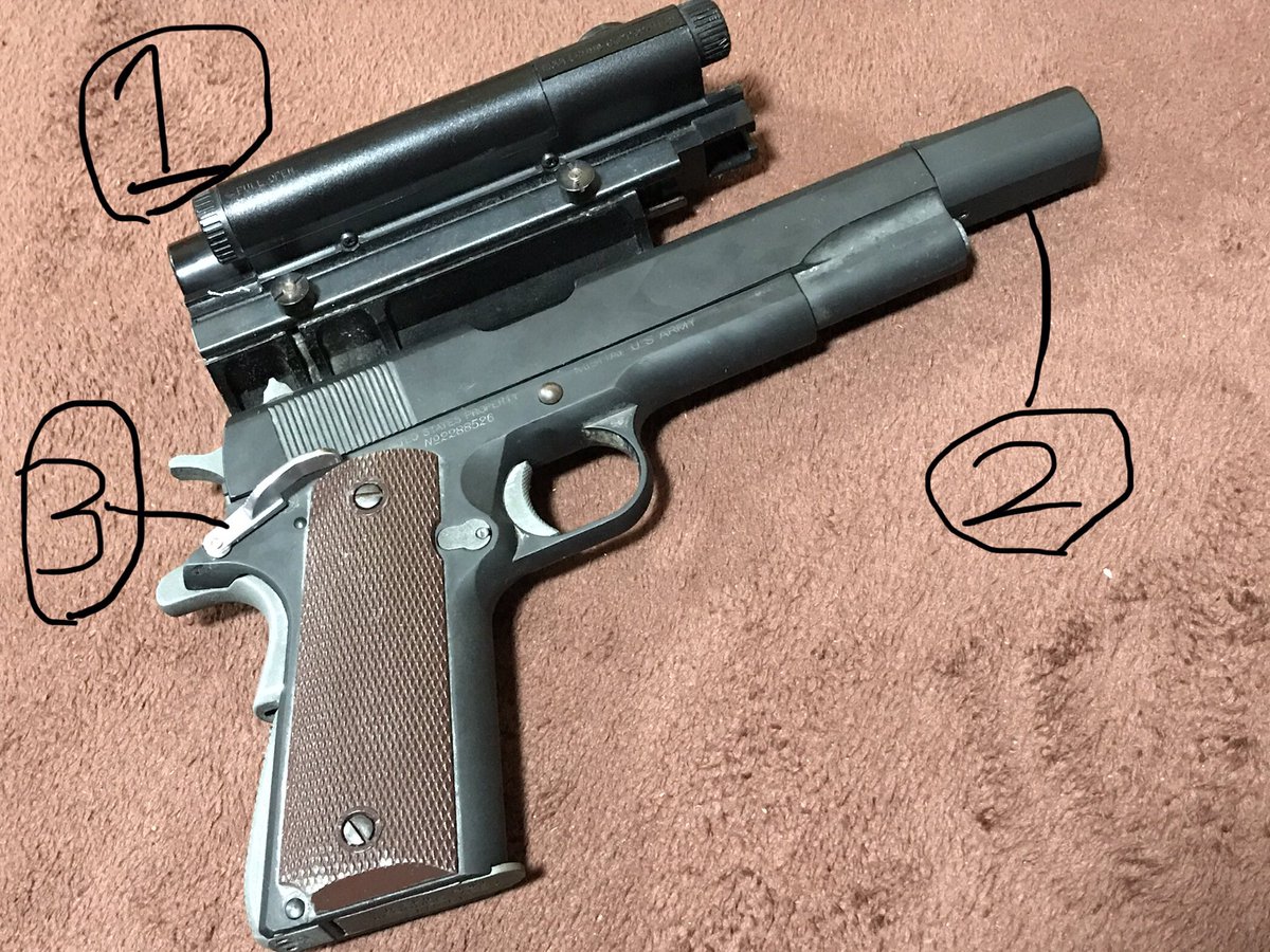 ウインスペクター香川竜馬の拳銃をなるべく再現したく、MGCのM1911A1に