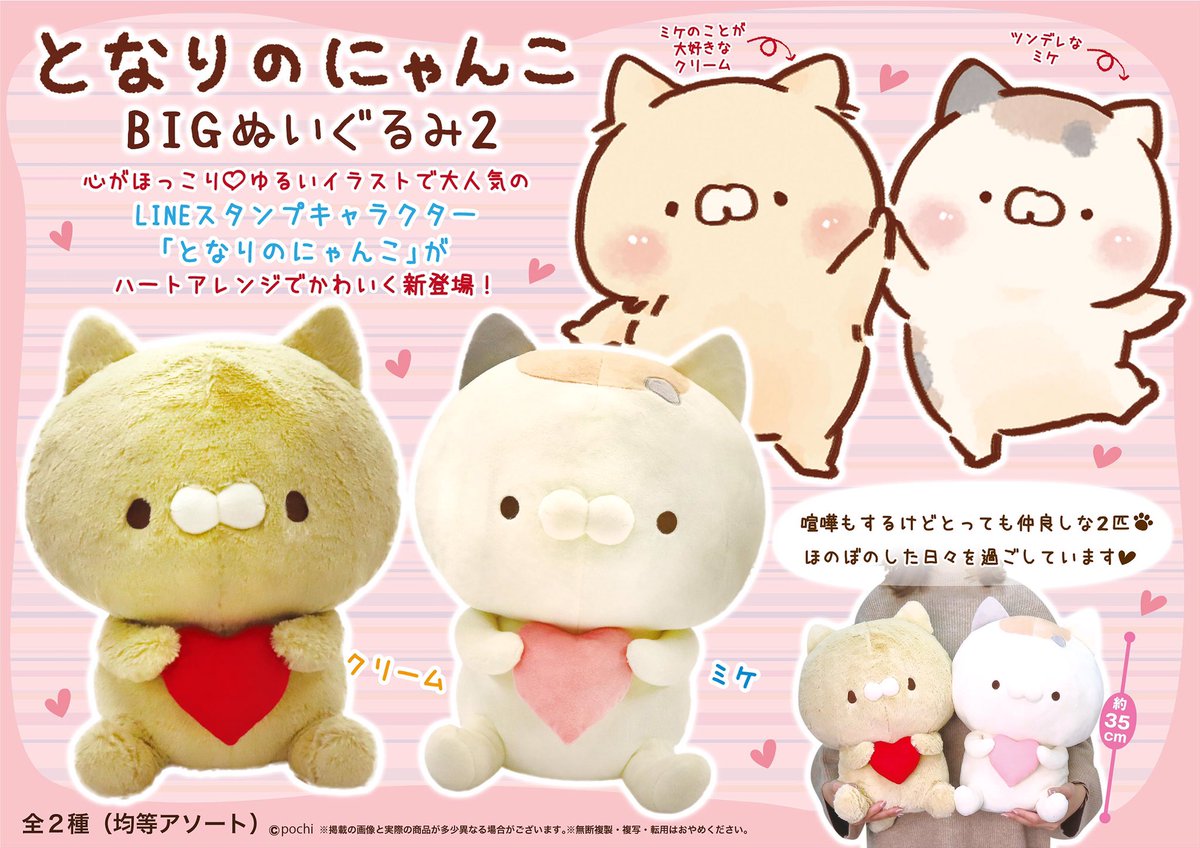 ✨お知らせ✨ #となりのにゃんこ が再びプライズに☺️ BIGぬいぐるみ