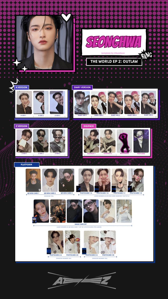 FINAL UPDATE 🎉 🌶 ATEEZ THE WORLD EP 2: OUTLAW PHOTOCARD TEMPLATE