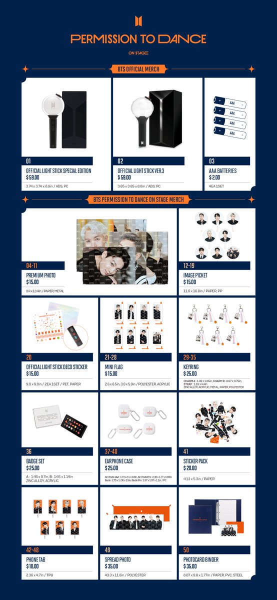 BTS PERMISSION TO DANCE ON STAGE - LA Official Merch List 📅NOV 26
