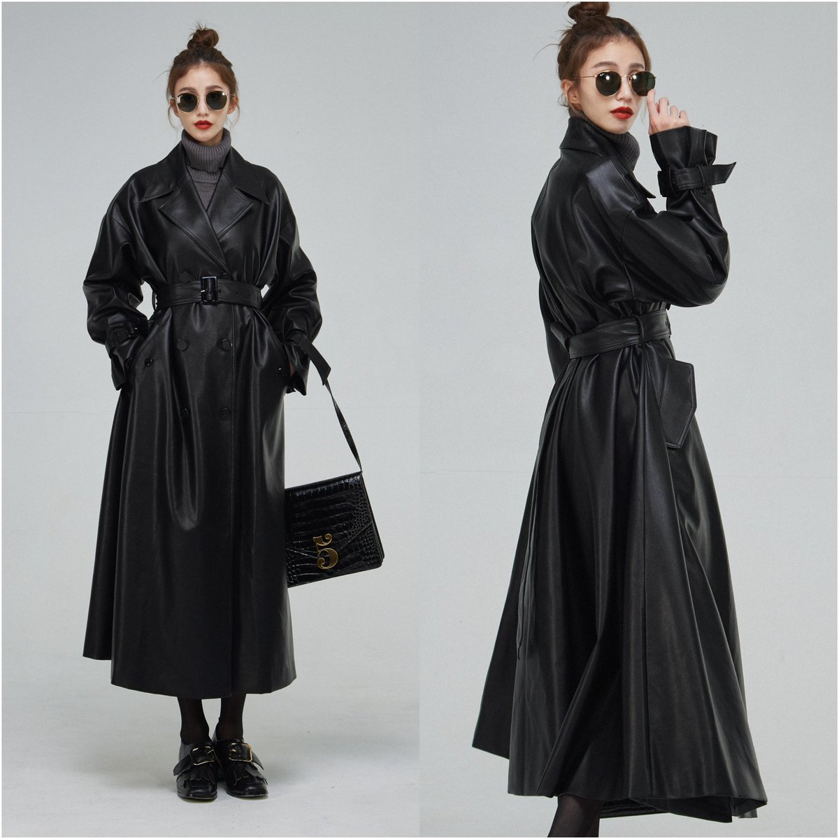 LANV INレザー ダブルブレスト トレンチコート ブラック 9月10日お昼12