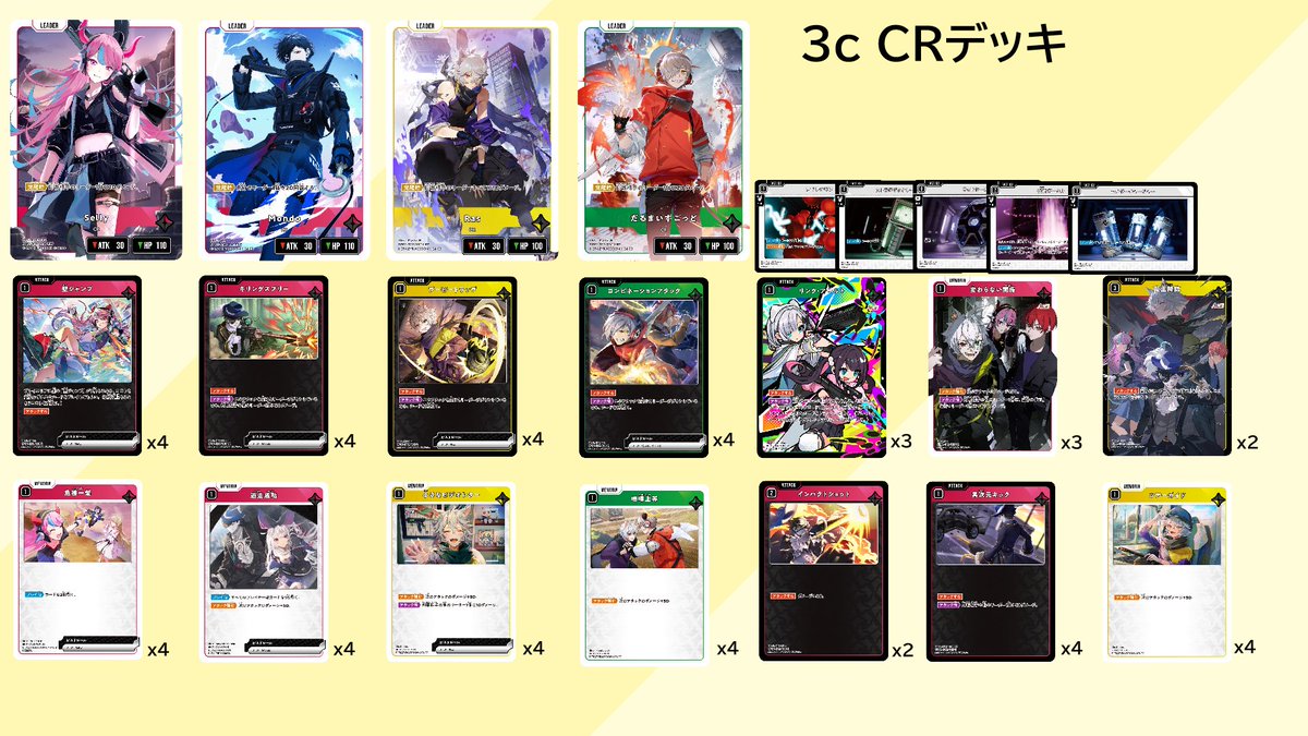 今回は魔王降臨のCRデッキのレシピを2つほど紹介します！ 赤黄CRと緑
