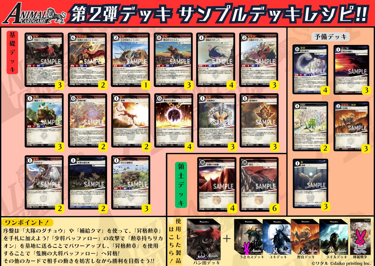 アニマルカードゲーム【サンプルデッキレシピ紹介】 現在、第1弾デッキ
