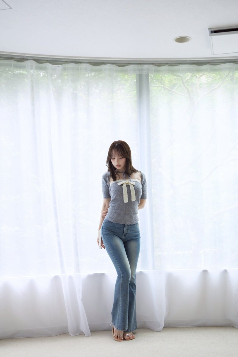 Lacey ribbon heart hip denim color blue size s/m ¥13200-tax in