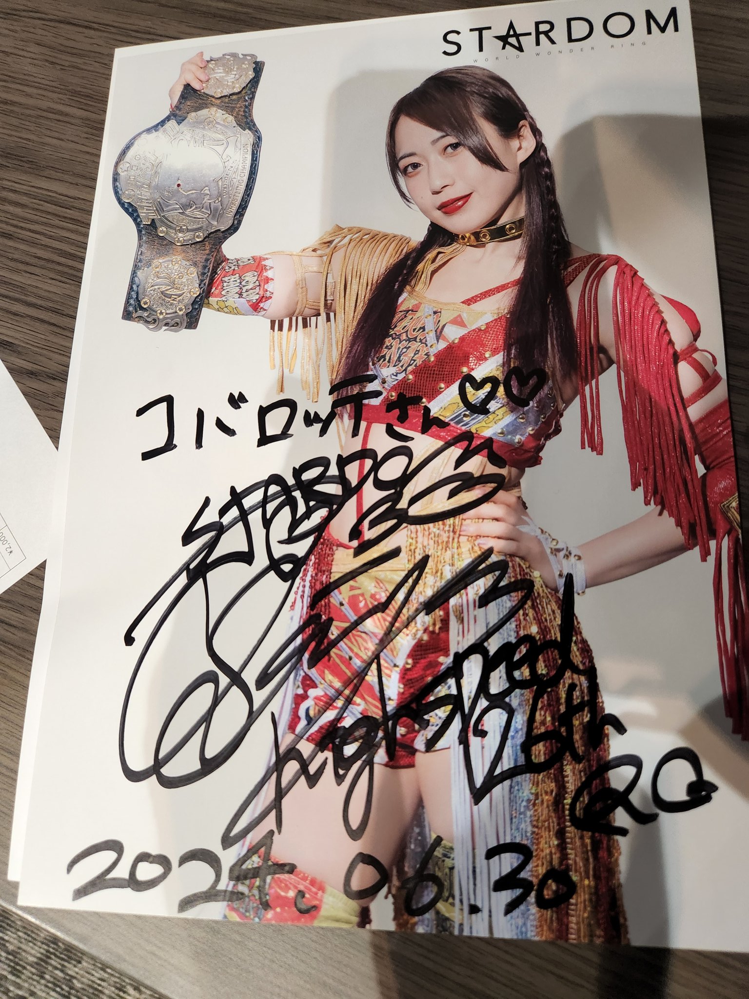 女子プロレス スターダム 上谷沙耶 手形入りサイン色紙 女子プロレス