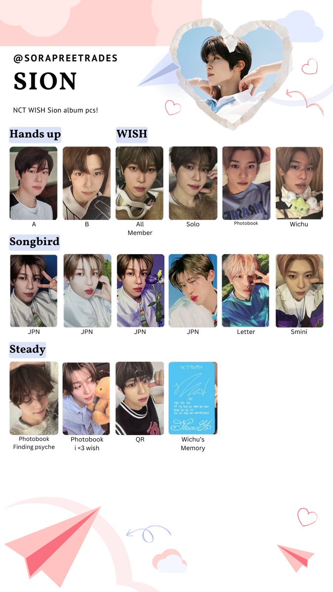 nct wish album pcs template! sion, riku, yushi vers. 엔시티위시