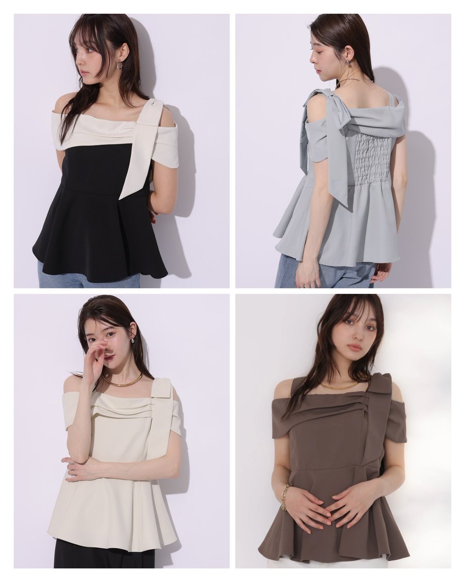 Rirandture オフショルリボンペプラムトップス rirandture オフショルリボンペプラムトップス 黒白 - メルカリ