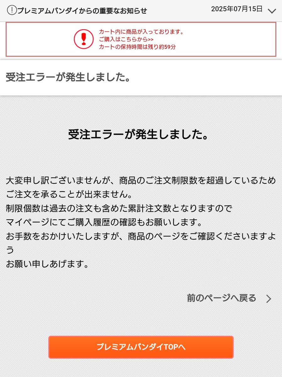 上限引っかかるとちゃんと先に教えてくれるんですね よかった