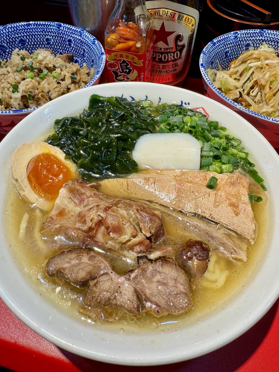 ソーキそば じゅーしぃーセット 野菜中盛り＠濃厚タンメンかめしげ