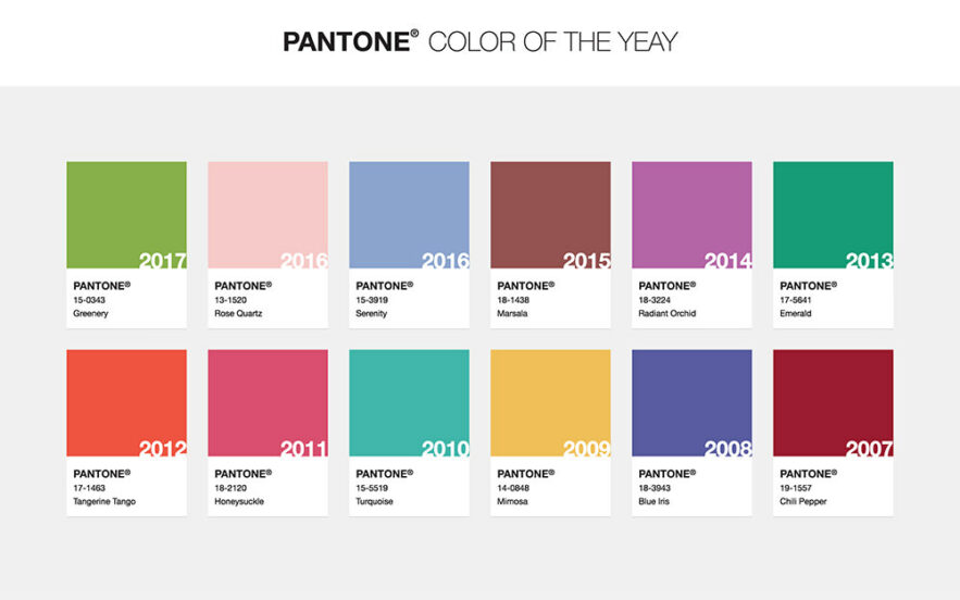PANTONE今年の色をまとめたカラー見本帳 2000〜2017年（CMYK・RBG・HEX