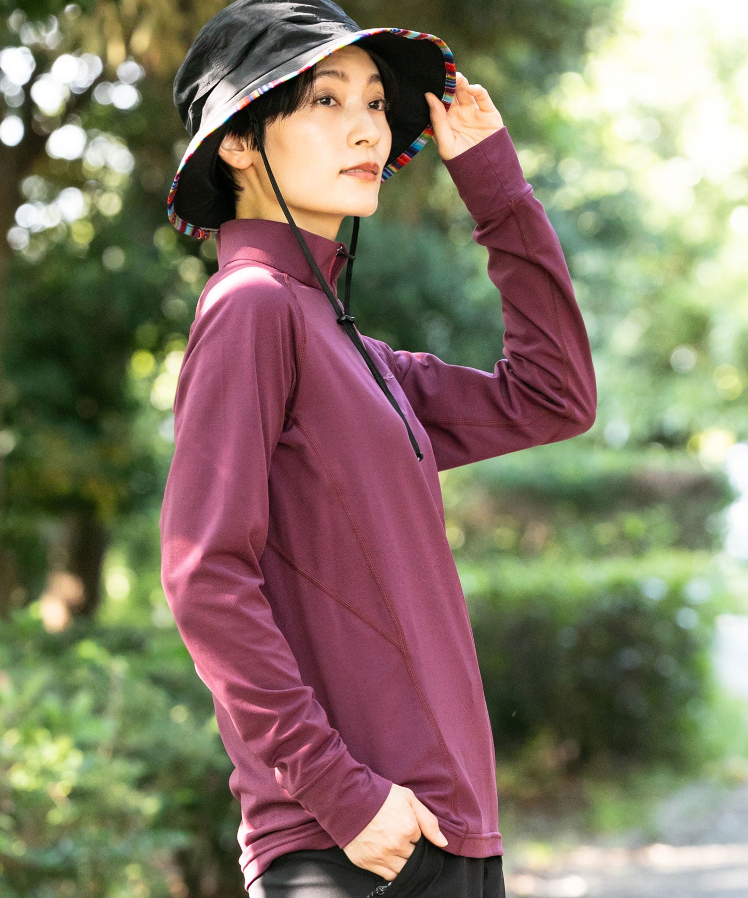 WOMENS】HARLF ZIP LONG SLEEVE T-SHIRTS ハーフジップ長袖Tシャツ