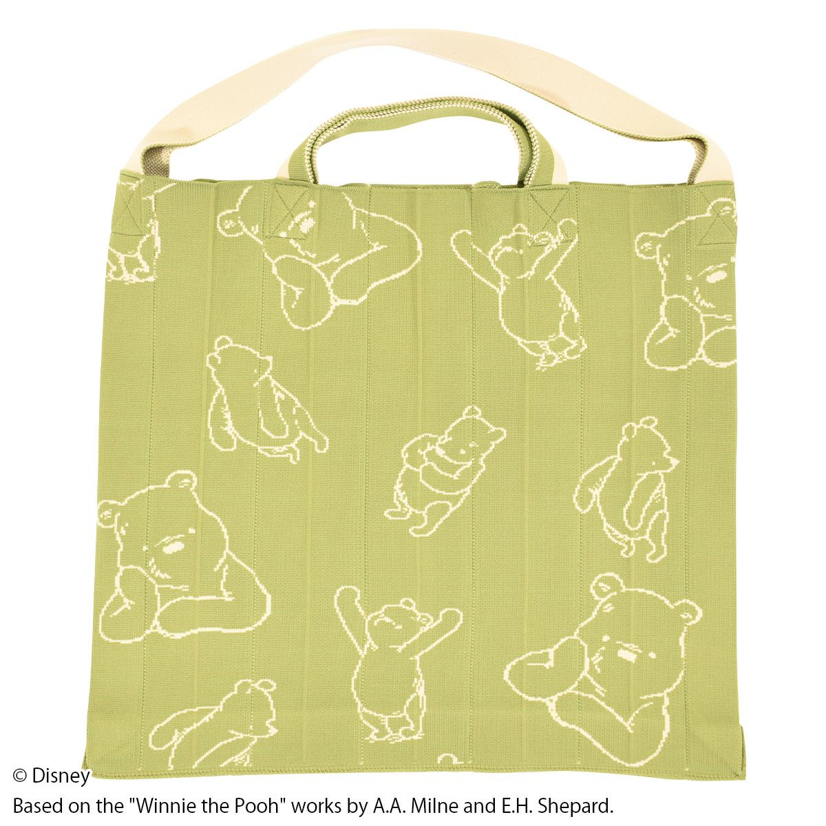 Disney】くまのプーさん/クラシックプー/総柄/Mam(ニットビッグトート