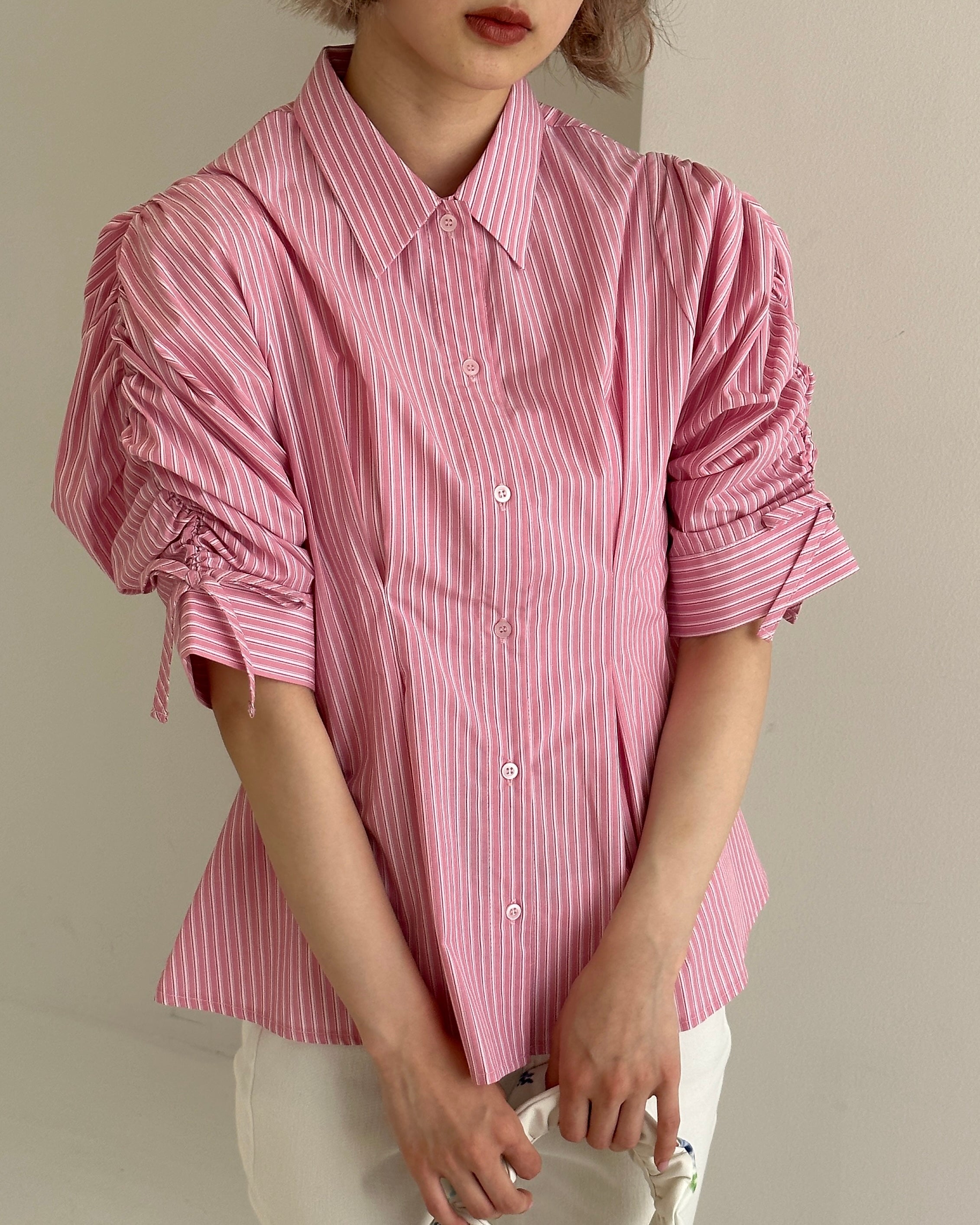 CANDY PUFF STRIPE SHIRT (PINK)