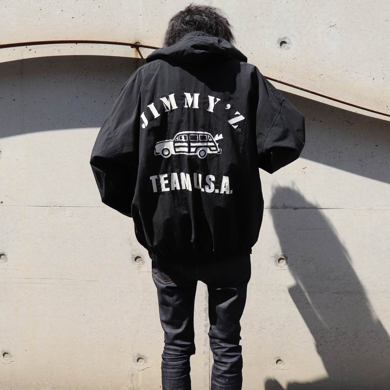 POST JUNK / 80's JIMMY'Z ブラック ナイロン アノラックパーカ [L]