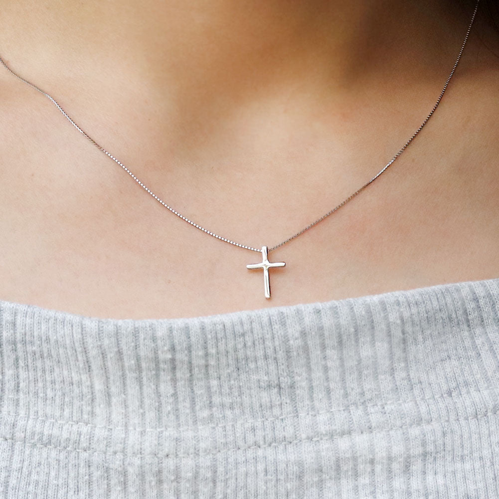レディースネックレス 18金 ゴールド クロス ペンダント シンプル 10金
