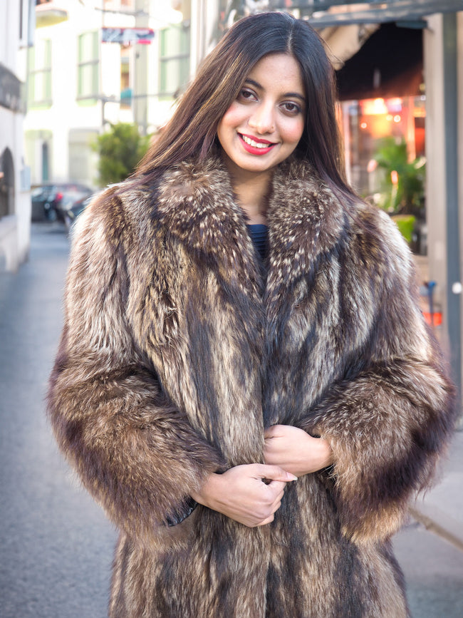 Raccoon Fur Coat Coats Made in Canada S/M– Purple Shoshana Furs