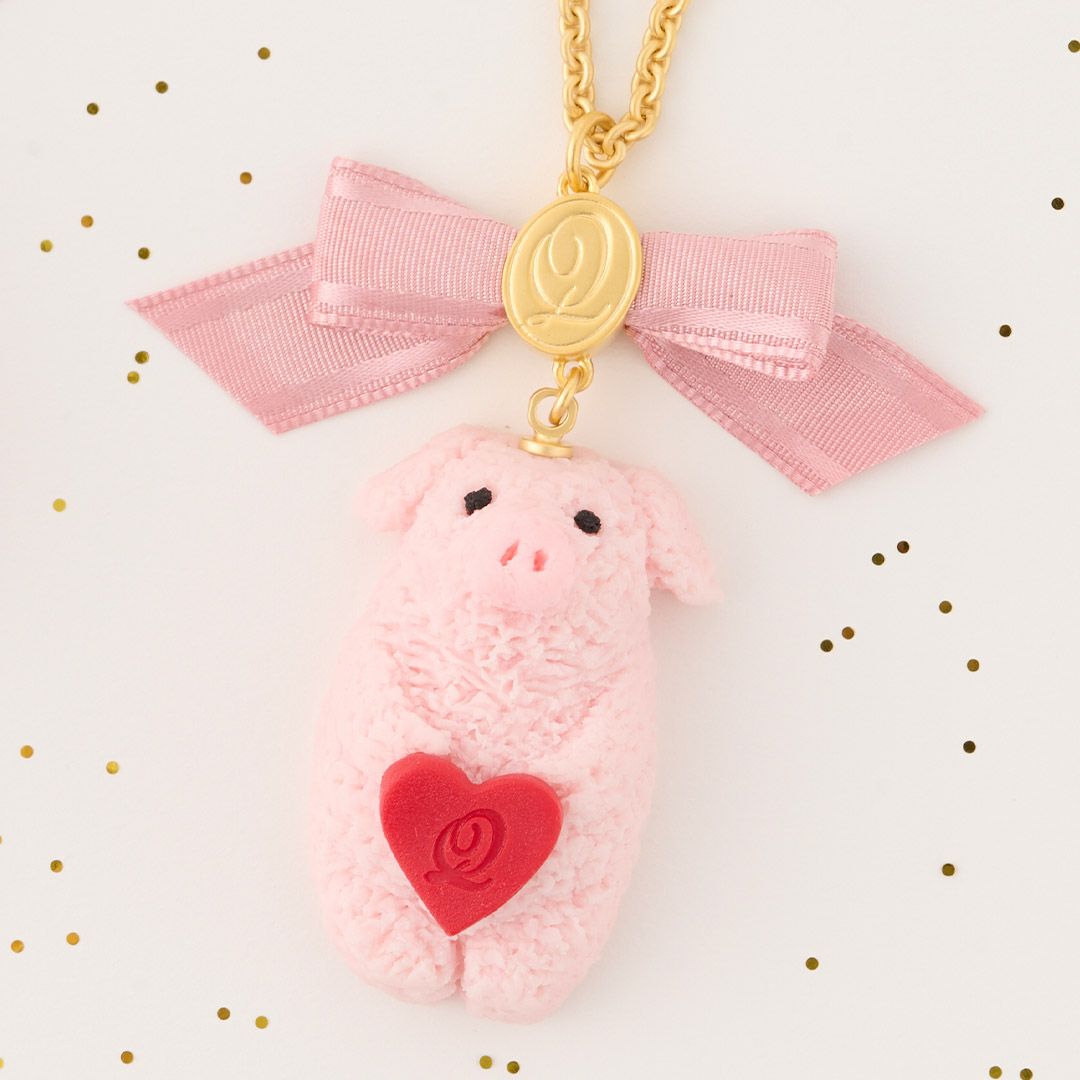 ピンクのコブタ ストロベリークッキー キーホルダー（レッドハート