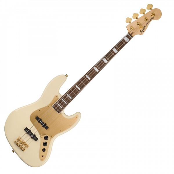 Squier 40th Anniversary Jazz Bass Gold Edition, Olympic White at