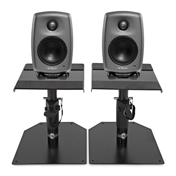 DISC Genelec 8010A Studio Monitors Dark Grey, Pair w/ Desktop
