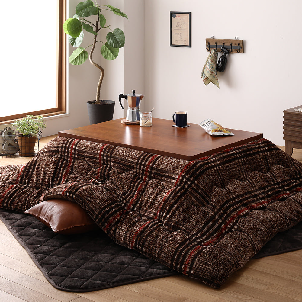 チェック柄こたつ掛け布団 単品/ 薄型で軽く、ウォッシャブルな
