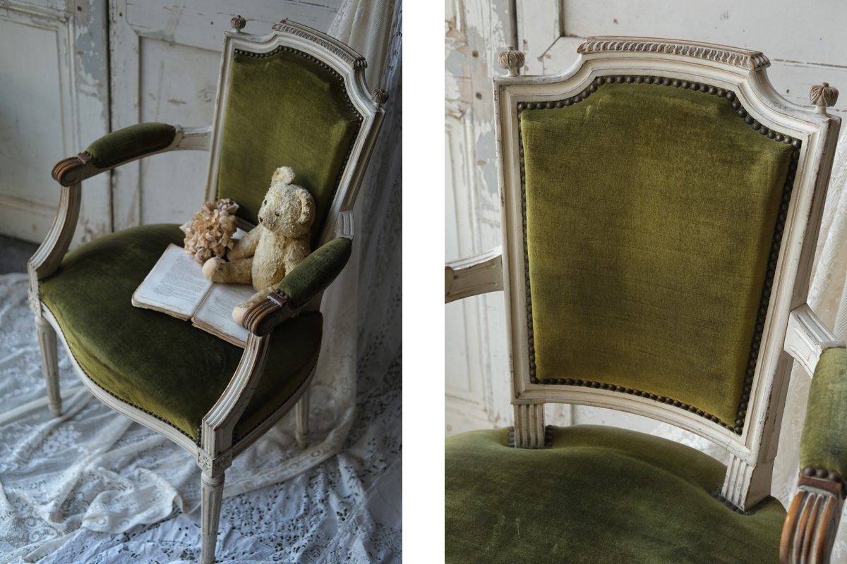 E61 フランス アンティーク ルイ16世様式 アーム付きサロンチェア 椅子