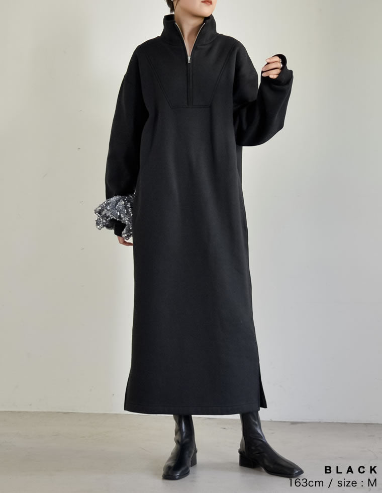 裏起毛ハーフジップワンピース - ワンピース通販 | 人気レディース