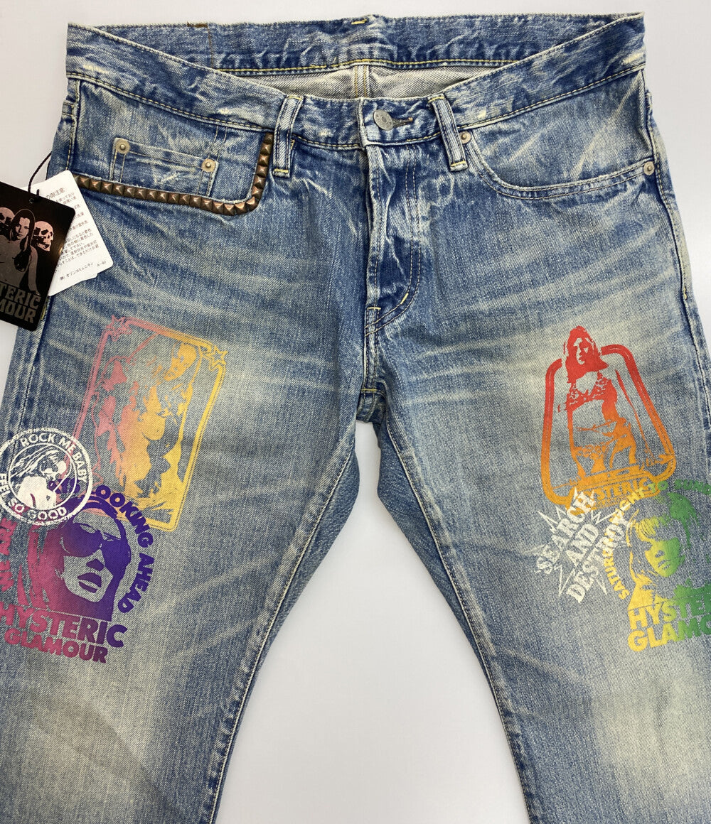 ヒステリックグラマー 美品 デニムパンツ スタッズガールプリント