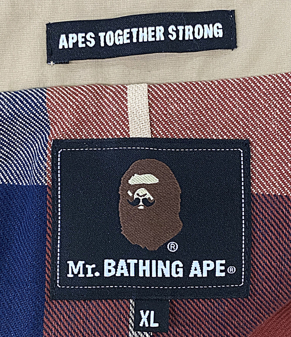 A BATHING APE 裏地チェックステンカラーコート メンズ SIZE XL ア