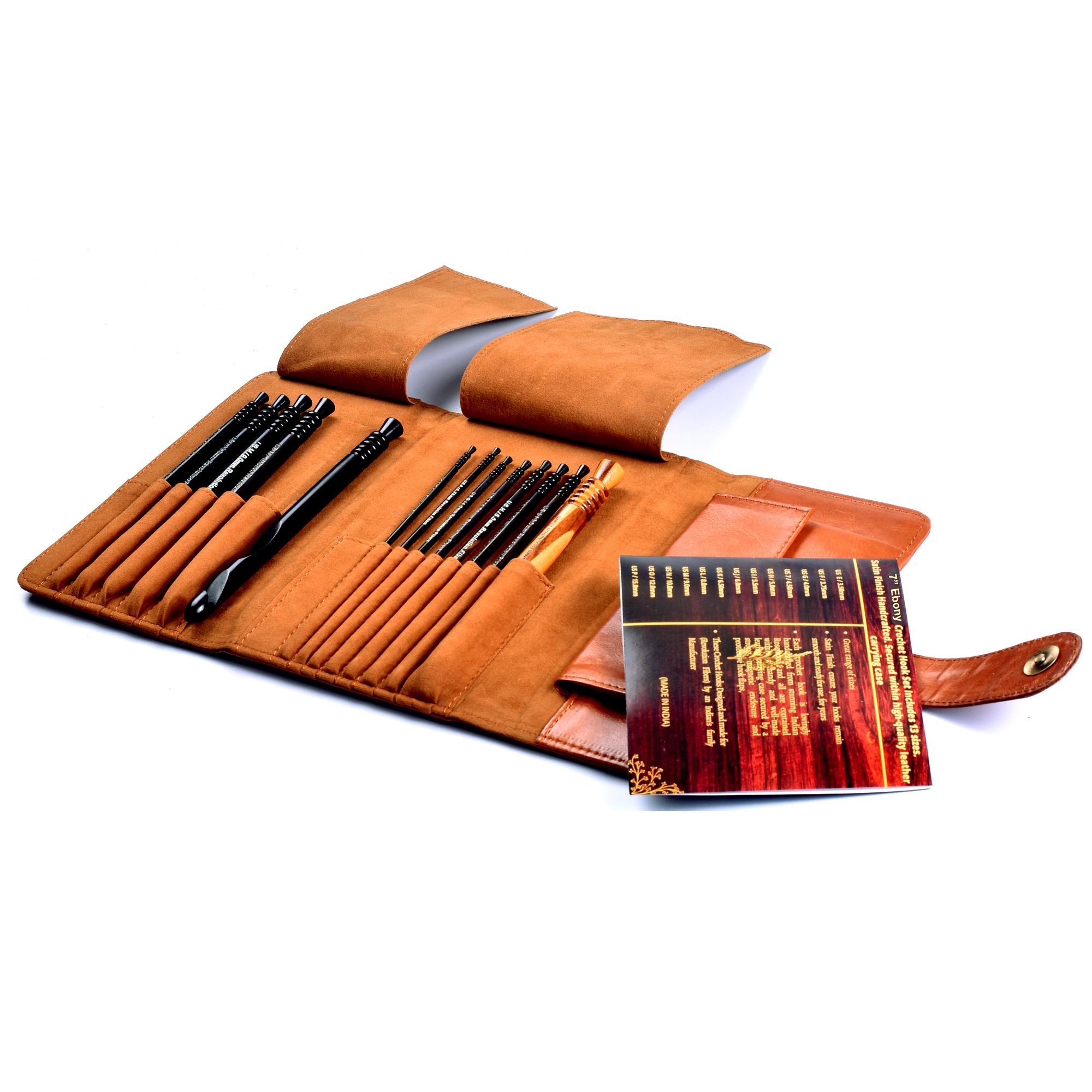 Ebony Wood Crochet Hook Set (13pc, 7