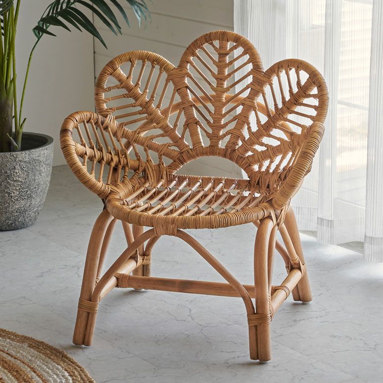 チェア ラタン 籐 天然素材 椅子 いす イス フラワー 花 約 W 62cm D