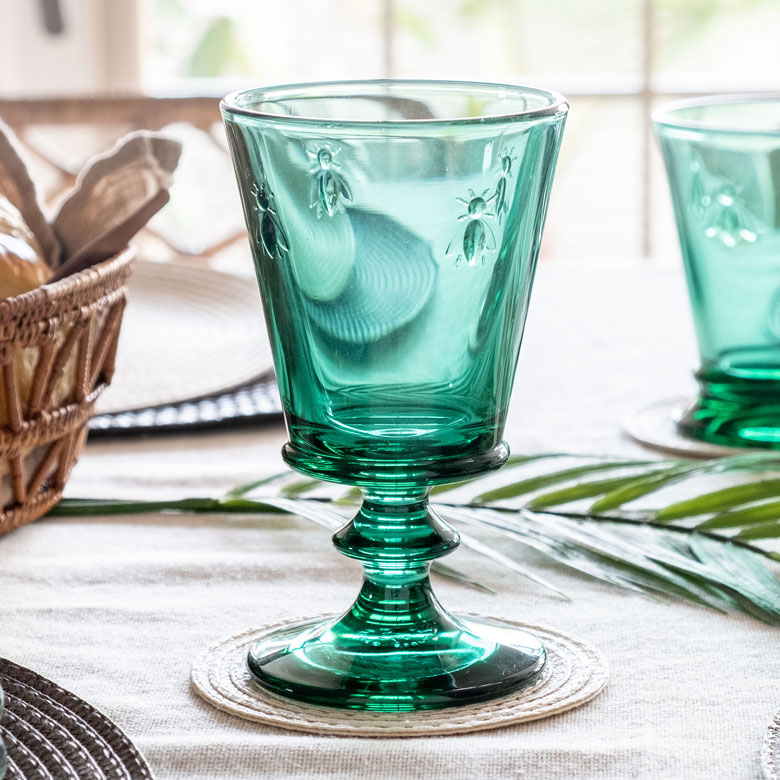 グラス 脚付き ガラス 240ml グリーン [98305]【 ワイングラス 脚付き