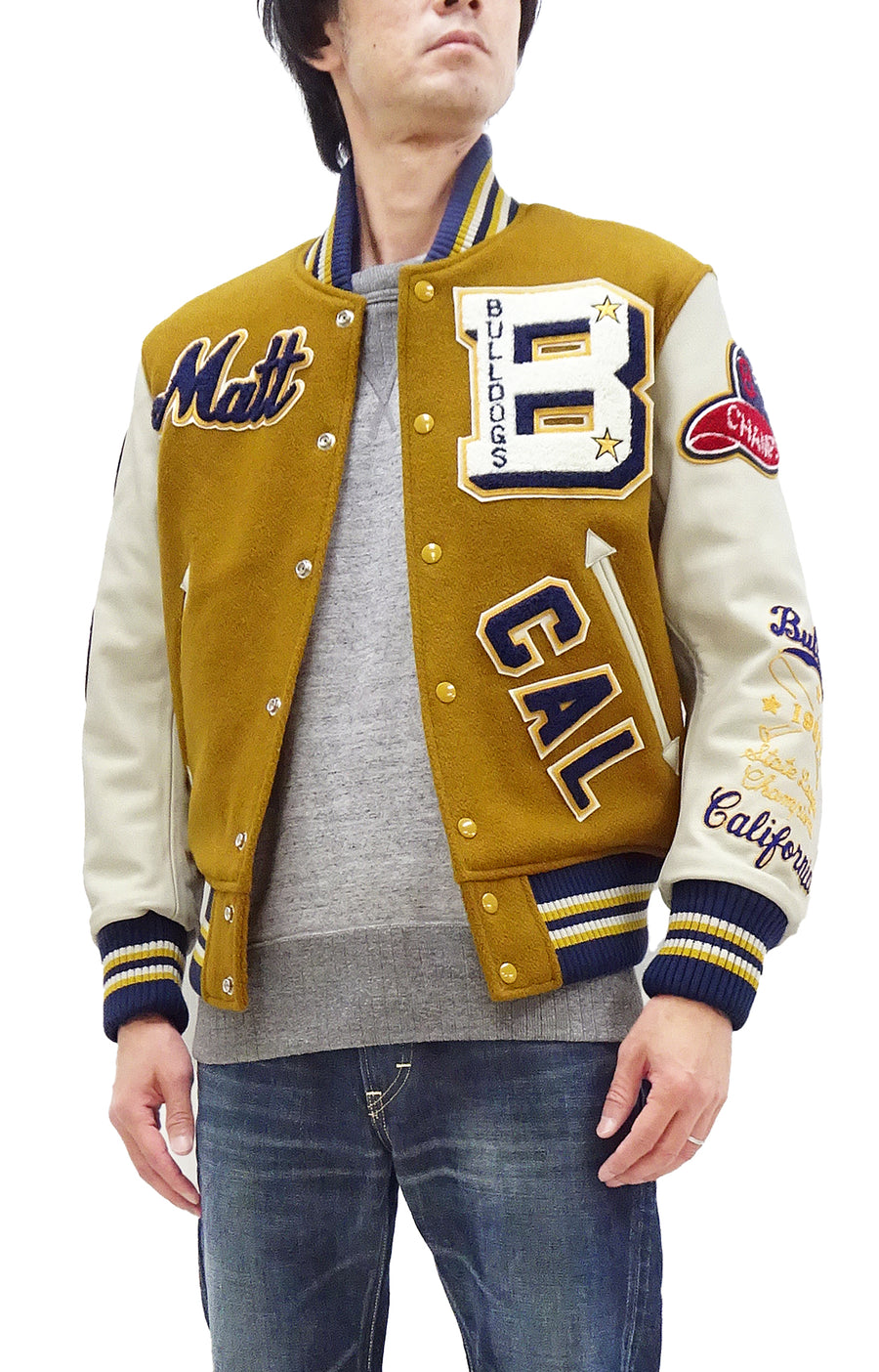 Whitesville Varsity Jacket Men's Letterman Jacket Melton x Leather