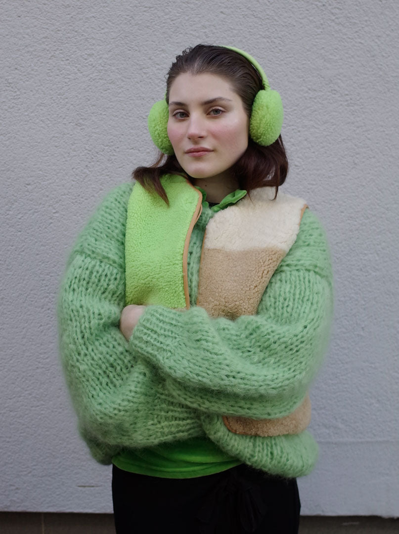 Gilet Vest PATCHWORK + Reversible Shearling Vest + Neon – rosa mosa