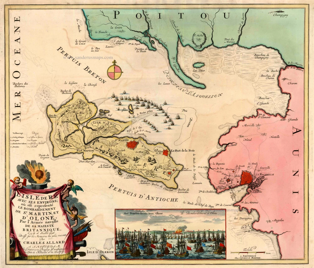 Antique map of Île de Ré | Sanderus Antique Maps - Antique Map Webshop