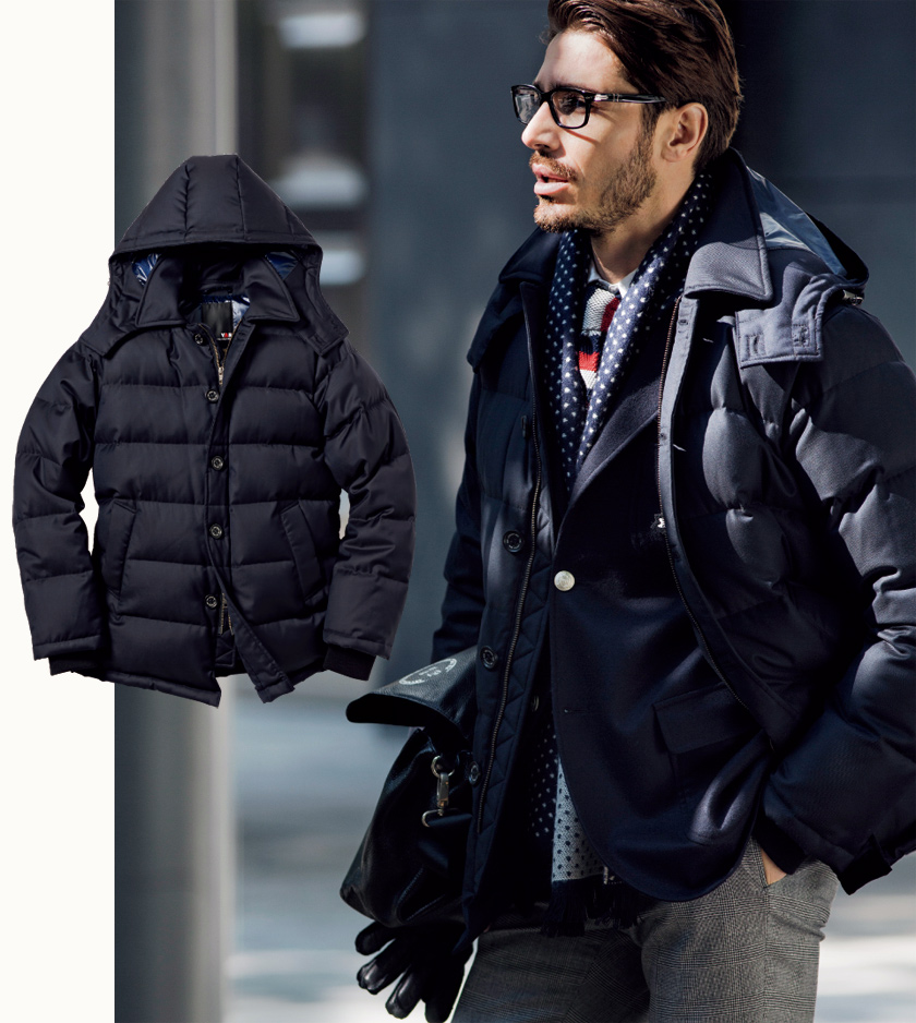ヴァン〉のダウンジャケットならビジネススタイルのアウターにも